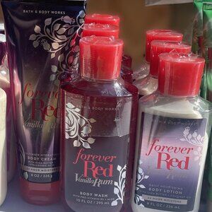 NEW BATH & BODY WORKS - 3 pc lot FOREVER RED VANILLA RUM, cream, wash, lotion